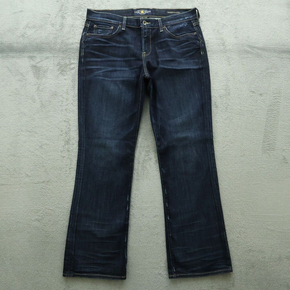 Lucky Brand Jeans Women's 14 Mid-Rise Sweet' N Low Bootcut 32" Inseam Distressed